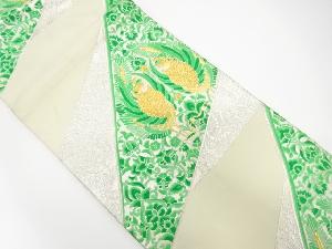 アンティーク　向かい鳳凰に唐花模様織り出し袋帯(材料)